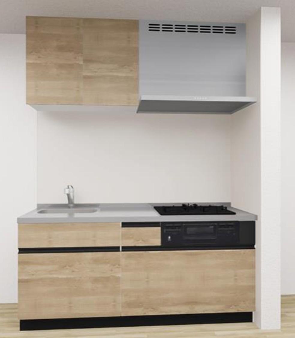 MOK-TERRACE　AOI １８００サイズの広々キッチン、３口コンロ