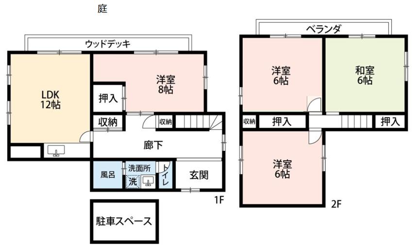 若葉区大草町　せつきハウス 日当たり良好。すべてが6畳以上のお部屋です。