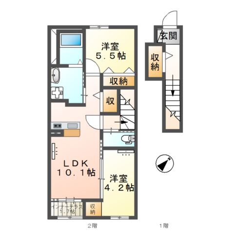 厚木市下川入新築アパート202号室 間取