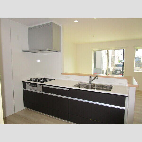 大野町2丁目戸建貸家 対面式3口ガスコンロ付システムキッチン