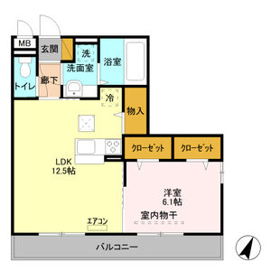 グレイス・フォレ　Ⅰ101号室 間取