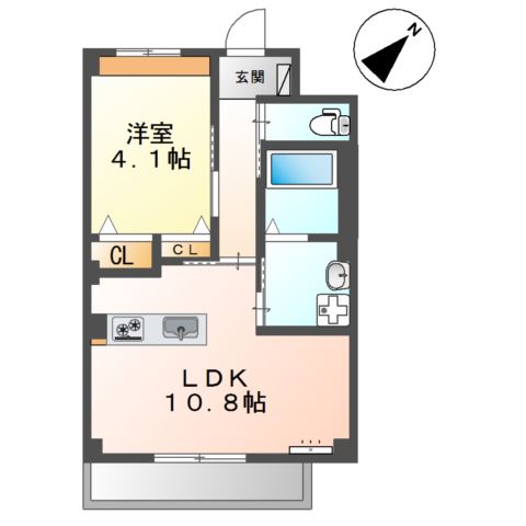 ＳＴＥＬＬＡ　ＫＯＵＳＥＩ（ステーラ　コーセイ）202号室 間取