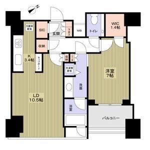 シティタワー麻布十番1710号室 間取