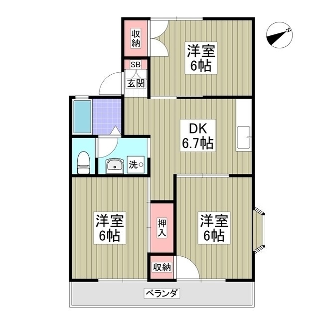 コンフォートあさか201号室 間取