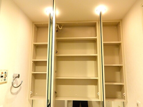 エクシオ中浦和レジデンス 3面鏡、背面収納　※2025年10月撮影