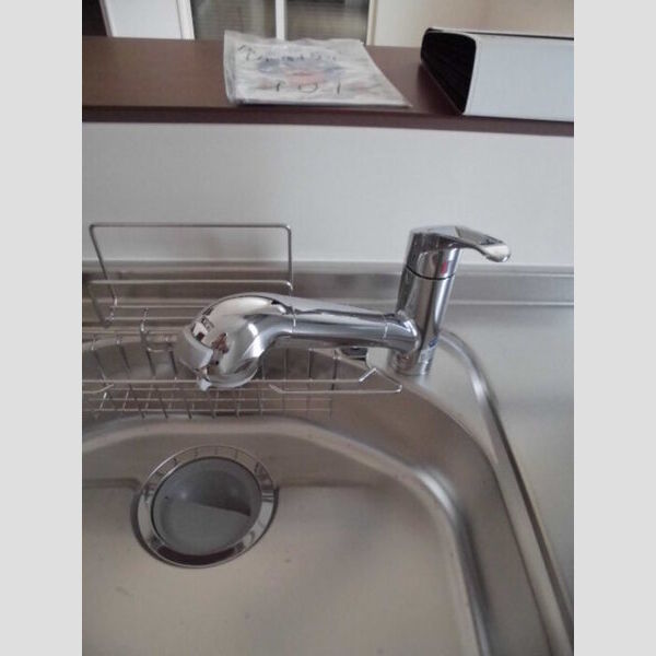 ル・リアン101号室 蛇口一体型浄水機能付シングルレバー水栓。浄水機能をご利用の際には別途カートリッジ契約が必要になります(任意)