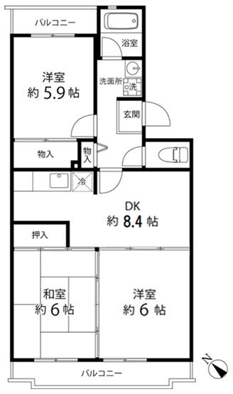 鎌倉グリーンヒルズ3階 間取