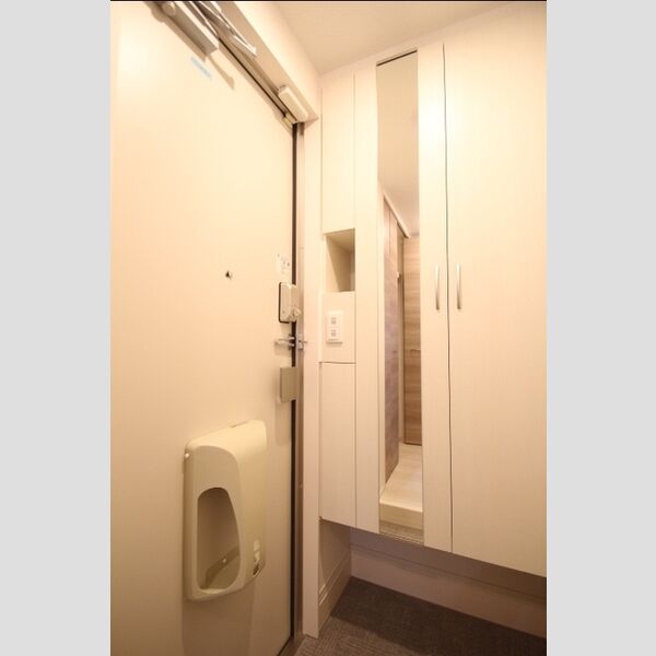 アナシエ古千谷本町 玄関には姿見付きシューズボックス