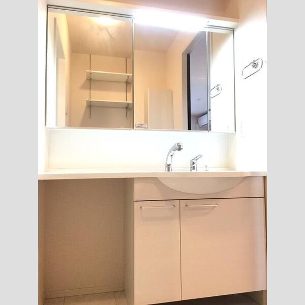 エクレール曲本 ゆったりスペースの洗髪洗面化粧台です