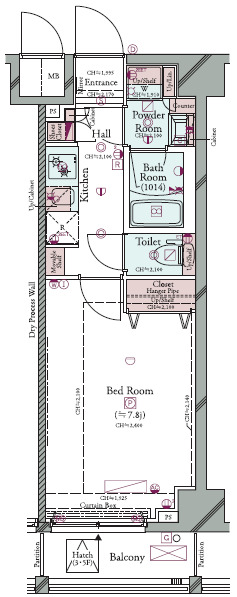 コンシェリア駒込 ＨＩＬＬＴＯＰ ＳＱＵＡＲＥ5階 7.8帖の居室/インターネット無料の快適住空間