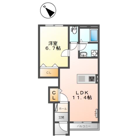 クレスト102号室 間取