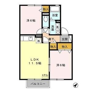 レディアガーデン205号室 間取