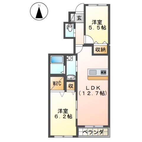 グローリア湘南102号室 間取