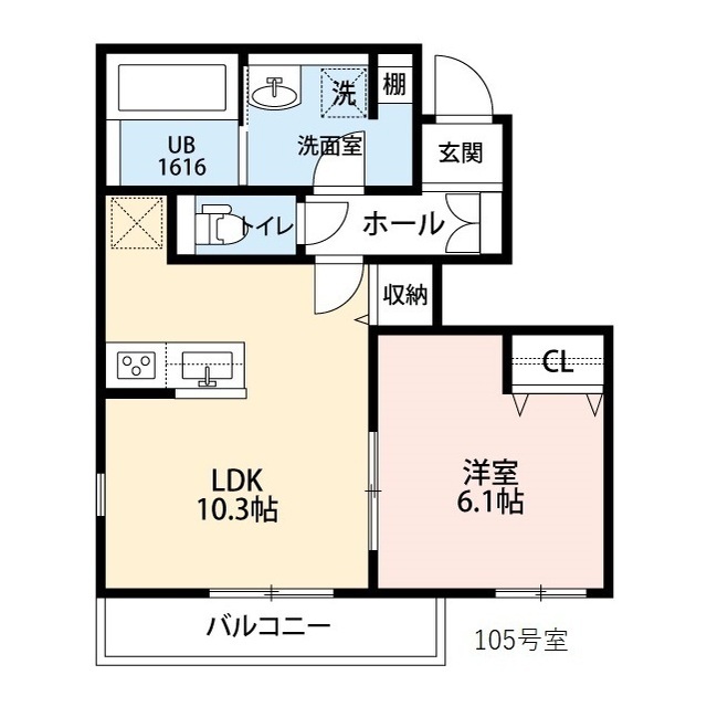 コントレイルⅡ105号室 間取