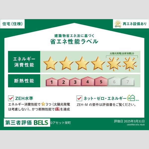 Dアセット栄町302号室 省エネ性能ラベル(住棟)