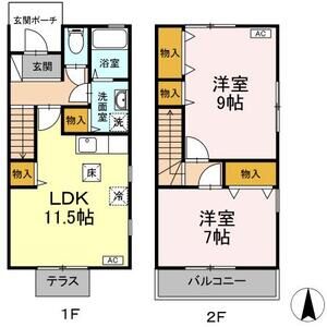 ル・ソレイユシェソワ　ABCDB101号室 間取