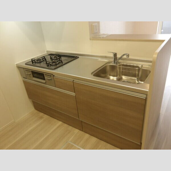 Cradle(クレイドル)107号室 対面式3口ガスコンロ付システムキッチン