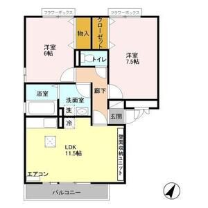 プリムヴェール　弐番館101号室 間取