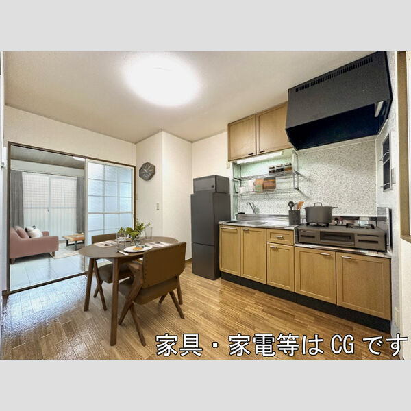 コーポ・ソレイユ キッチン　※家具・家電等はCGですが実寸サイズで作成しております。