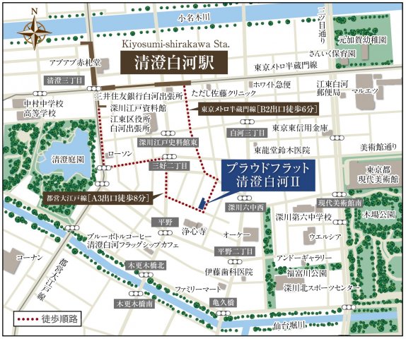 プラウドフラット清澄白河Ⅱ402号室 路線図