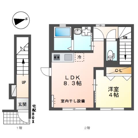 Sｕｎｎｙ　Ｇａｂｌｅｓ201号室 間取