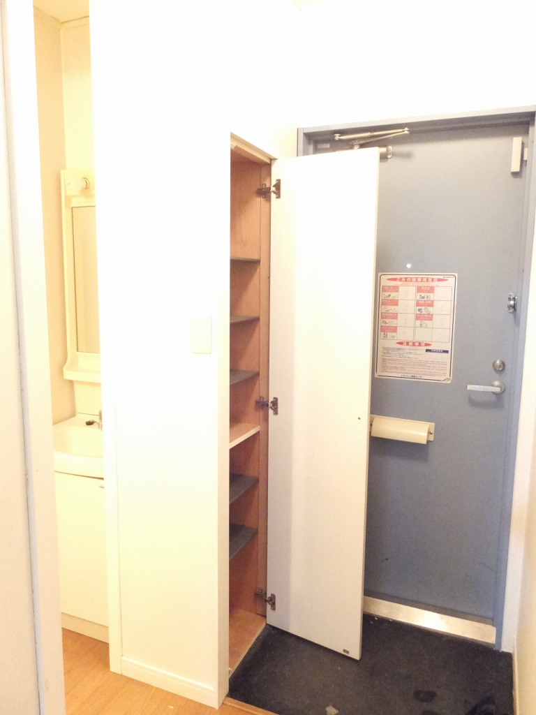 レオパレスサンパティーク101号室 玄関脇の靴箱は段差を自由に変更できます。