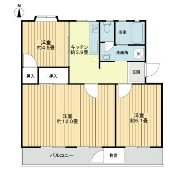 上郷西ケ谷団地壱〇号棟1階 間取