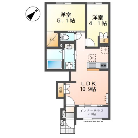 クレリア102号室 間取