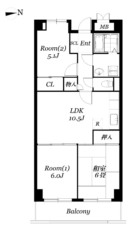 パークエイト戸田7階 間取