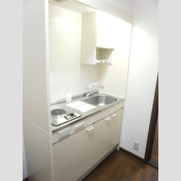 ガーデンハイツ103号室 電気調理器のついたコンパクトキッチンです。