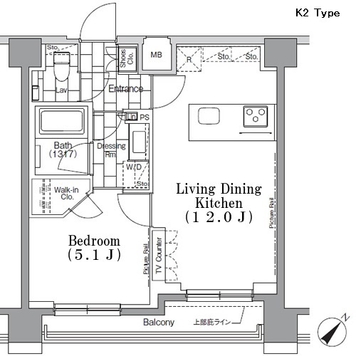 ＯＮＥ　ＲＯＯＦ　ＦＬＡＴ　ＴＳＵＫＩＳＨＩＭＡ802号室 間取